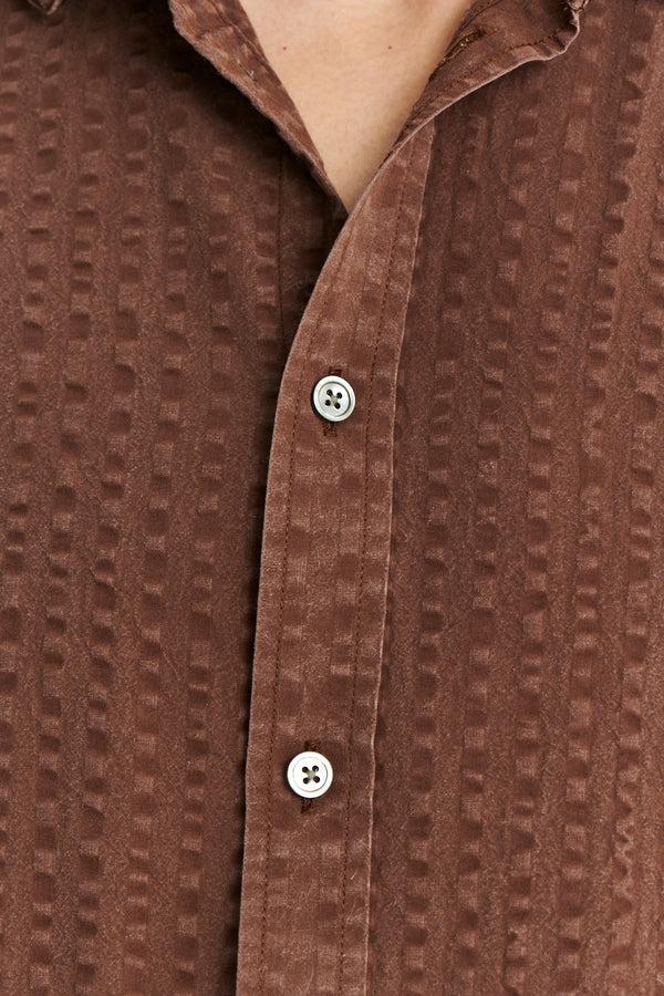 Delikatessen New Cute Shirt In A Brown Portuguese Pure Lyocell Soft Seersucker