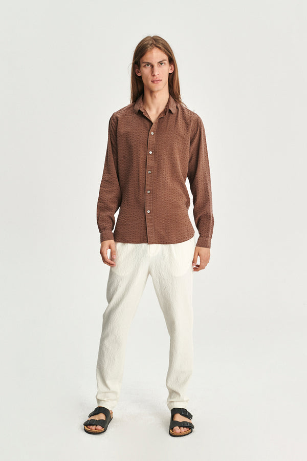 Delikatessen New Cute Shirt In A Brown Portuguese Pure Lyocell Soft Seersucker