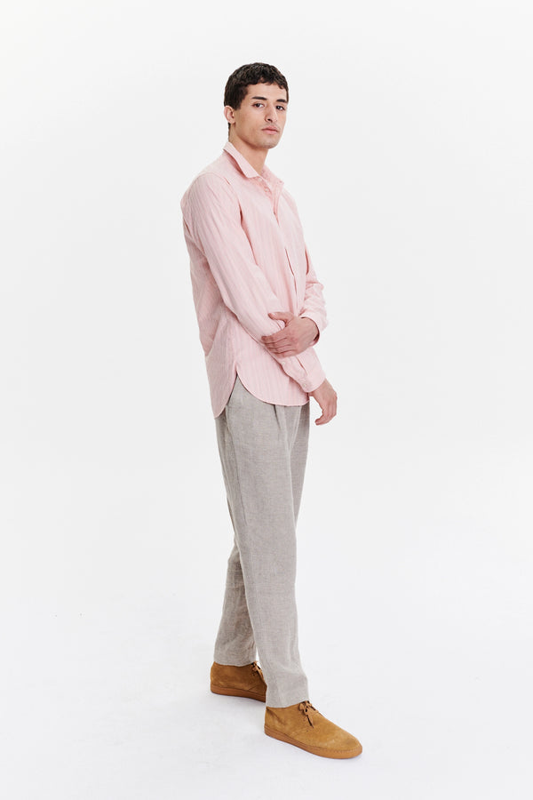Delikatessen New Cute Shirt In A Subtle Pink Striped Structural Italian Cotton