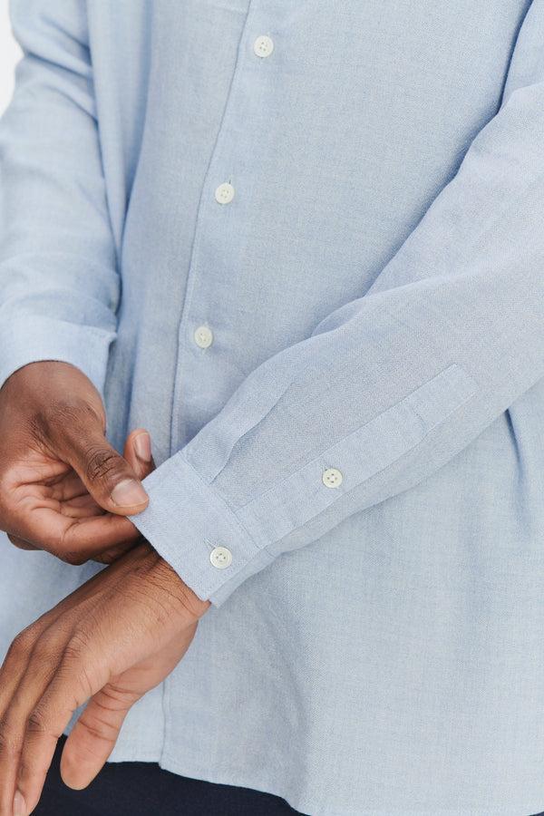 Delikatessen Oversized Boxy Shirt In A Sky Blue Airy Portuguese Modal And Merino Wool Blend