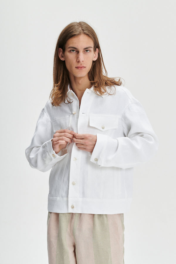 Delikatessen Oversized Jacket In A White Fine Italian Linen