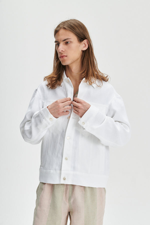 Delikatessen Oversized Jacket In A White Fine Italian Linen
