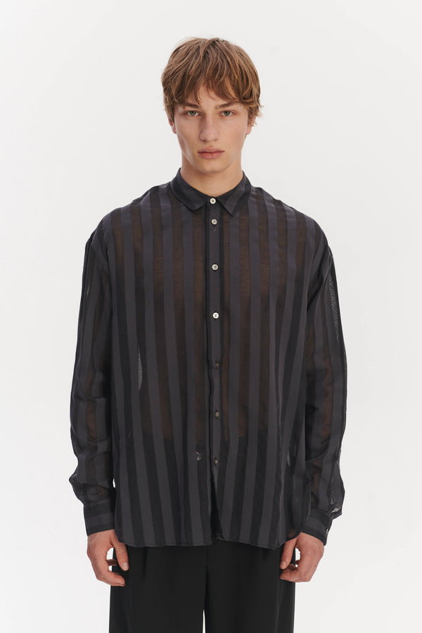 Delikatessen Oversized Rider Shirt In A Black Airy Portuguese Cotton And Tencel