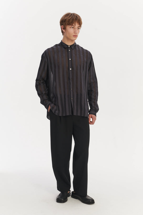 Delikatessen Oversized Rider Shirt In A Black Airy Portuguese Cotton And Tencel
