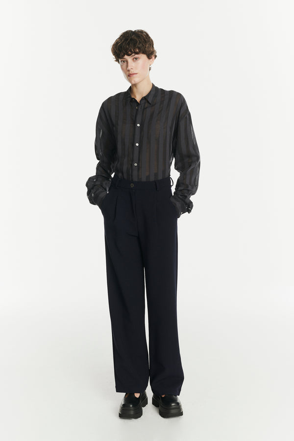 Delikatessen Oversized Rider Shirt In A Black Translucent And Airy Portuguese Cotton And Lyocell