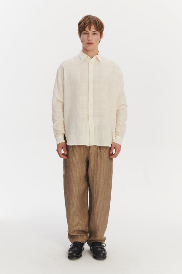delikatessen Oversized Rider Shirt in a Cream White Airy Structural Portuguese Cotton