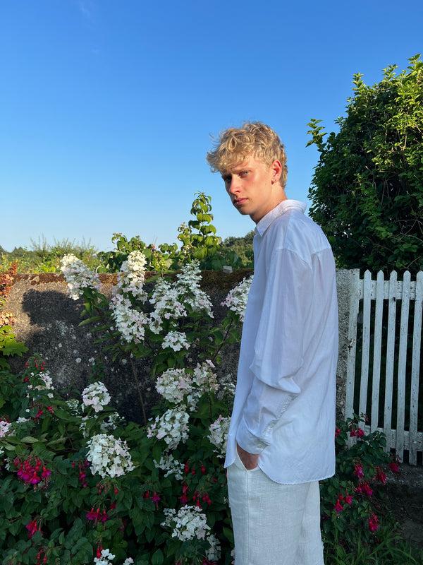 Delikatessen Oversized Rider Shirt In A Smooth White Airy Italian Silk And Cotton