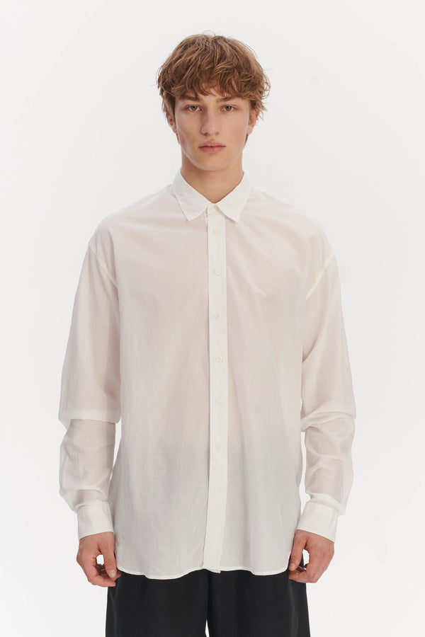 Delikatessen Oversized Rider Shirt In A Smooth White Airy Italian Silk And Cotton