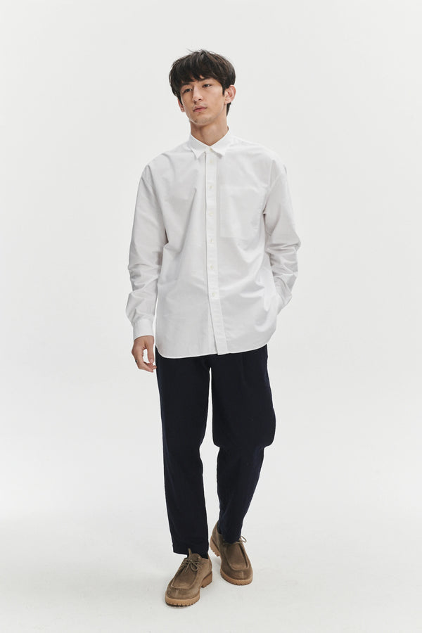 delikatessen Oversized Rider Shirt in a White Portuguese Oxford Cotton