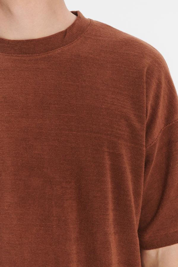 Delikatessen Oversized T-Shirt In A Rusty Brown Fine Portuguese Organic Cotton
