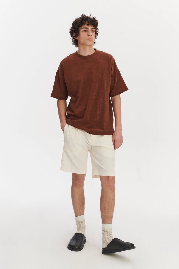 Delikatessen Oversized T-Shirt In A Rusty Brown Fine Portuguese Organic Cotton