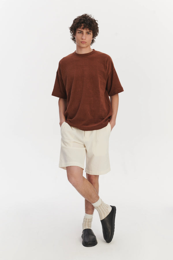 Delikatessen Oversized T-Shirt In A Rusty Brown Fine Portuguese Organic Cotton