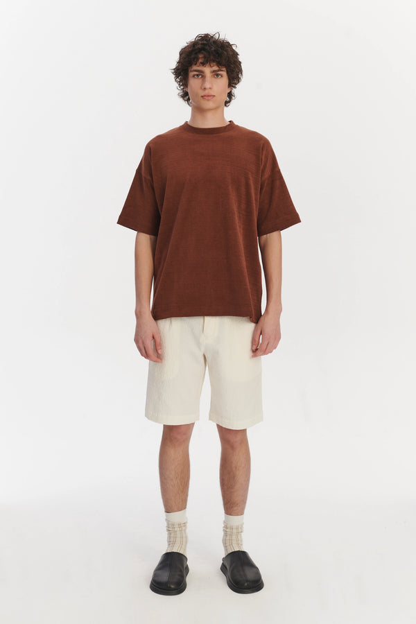 delikatessen Oversized T-Shirt in a Rusty Brown Fine Portuguese Organic Cotton