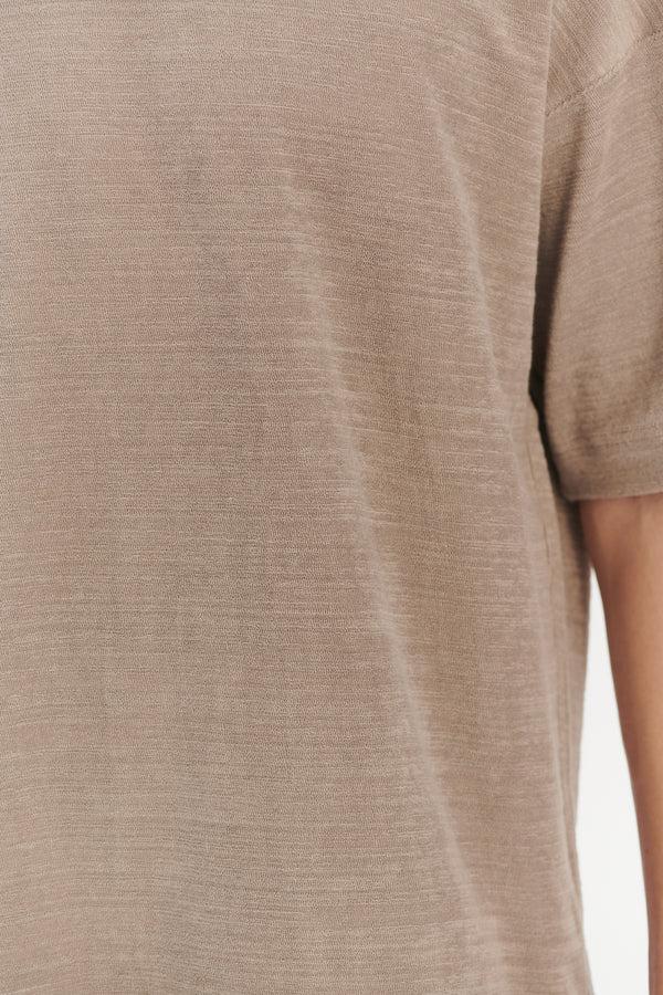 Delikatessen Oversized T-Shirt In An Organic Taupe Beige Portuguese Cotton And Linen