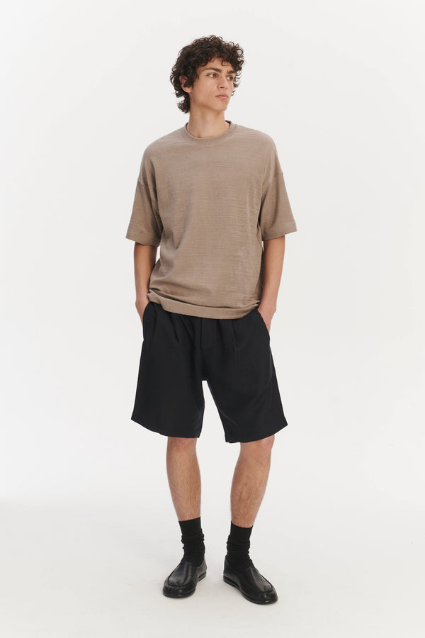 Delikatessen Oversized T-Shirt In An Organic Taupe Beige Portuguese Cotton And Linen
