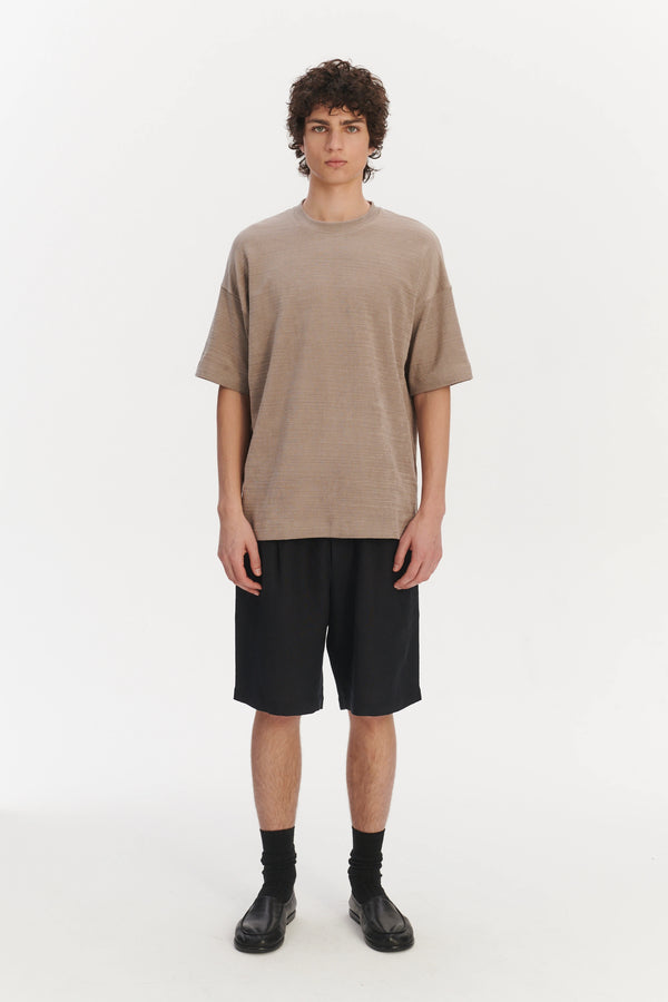 delikatessen Oversized T-Shirt in an Organic Taupe Beige Portuguese Cotton and Linen