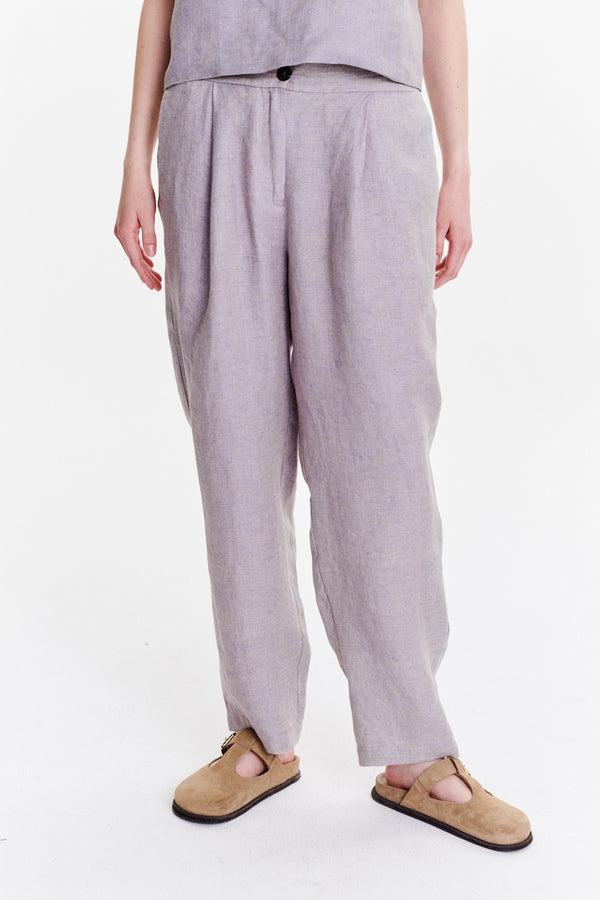 Delikatessen Pants In A Lavender Rich Structured Italian Delavè Linen