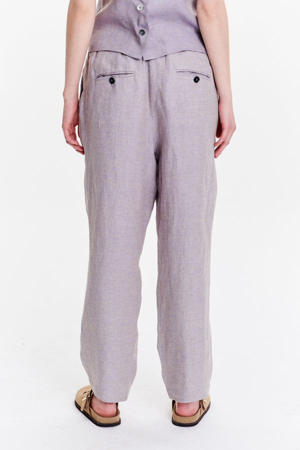 Delikatessen Pants In A Lavender Rich Structured Italian Delavè Linen