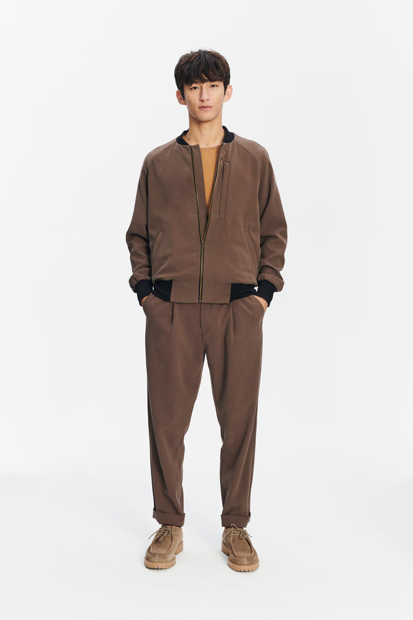 Delikatessen Pre Order - Genuine Trousers In The Finest Blend Of Taupe Brown Italian Virgin Wool And Cotton