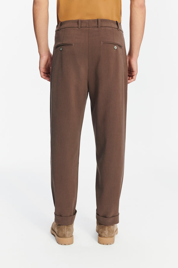 Delikatessen Pre Order - Genuine Trousers In The Finest Blend Of Taupe Brown Italian Virgin Wool And Cotton
