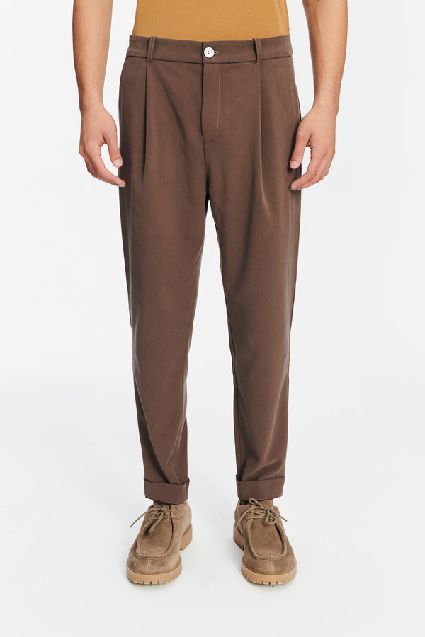 delikatessen Pre Order - Genuine Trousers in the Finest Blend of Taupe Brown Italian Virgin Wool and Cotton