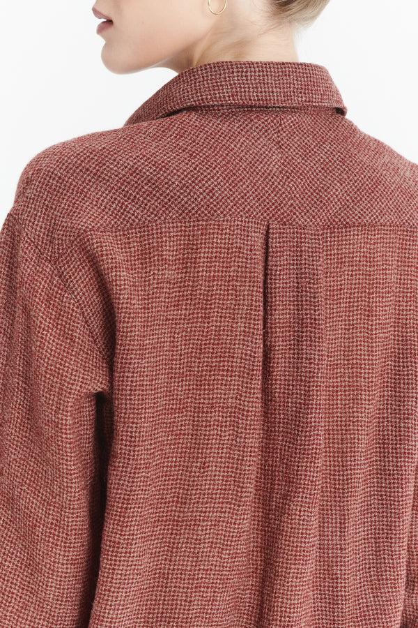 Delikatessen Relaxed Blouse In The Finest Worsted Peach Wine Red Japanese Wool