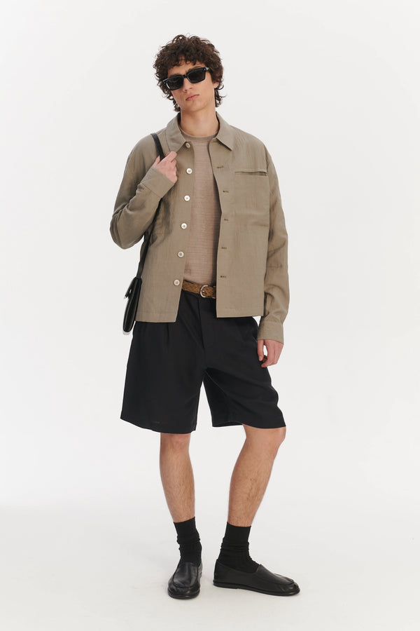 Delikatessen Relaxed Jacket In A Beige Italian Virgin Wool And Linen