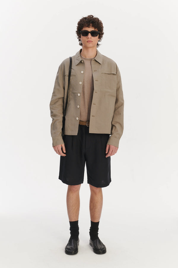 delikatessen Relaxed Jacket in a Beige Italian Virgin Wool and Linen