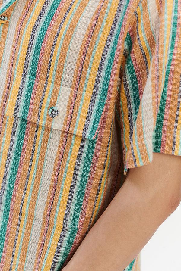Delikatessen Short Sleeve Camp Collar Shirt In Costa 1973 Stripe