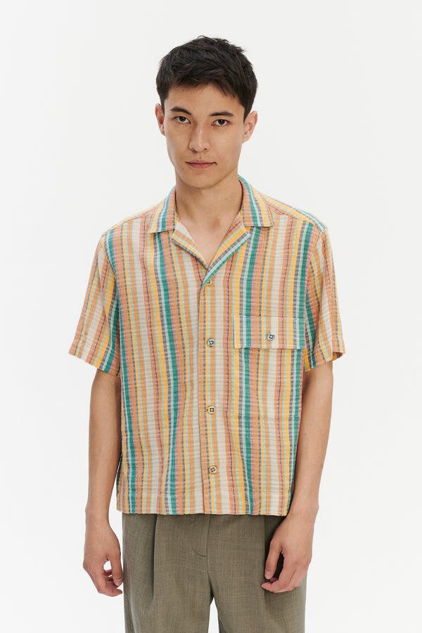 Delikatessen Short Sleeve Camp Collar Shirt In Costa 1973 Stripe