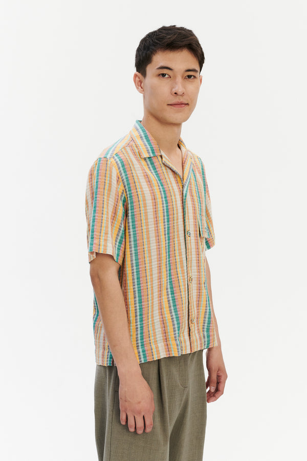 Delikatessen Short Sleeve Camp Collar Shirt In Costa 1973 Stripe