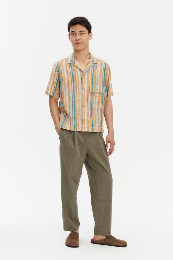 delikatessen Short Sleeve Camp Collar Shirt In Costa 1973 Stripe