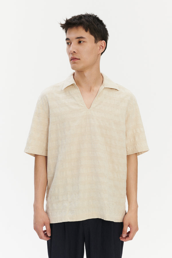 Delikatessen Short Sleeve Pop Over Shirt N Japanese Cotton And Linen