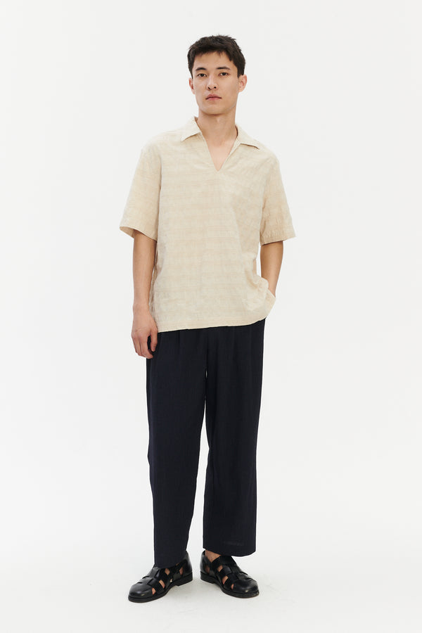 delikatessen Short Sleeve Pop Over Shirt n Japanese Cotton and Linen
