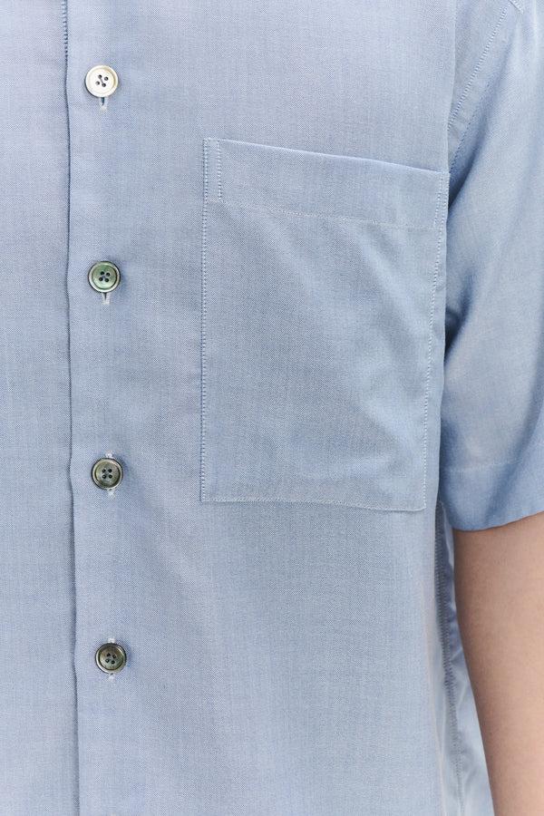 Delikatessen Short Sleeve Socker Shirt In An Extra Soft Blue Portuguese Oxford Lyocell