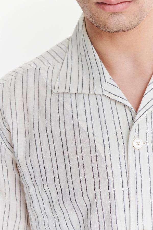 Delikatessen Short Sleeve Tiger Spread Collar Shirt In A Japanese Organic Airy Cotton