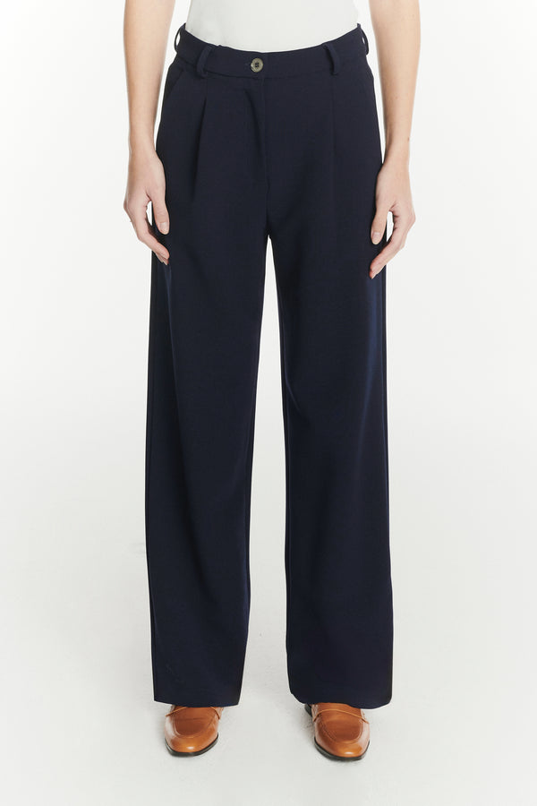 Delikatessen Slick Trousers In The Finest Navy Blue Easy Stretch Italian Virgin Wool