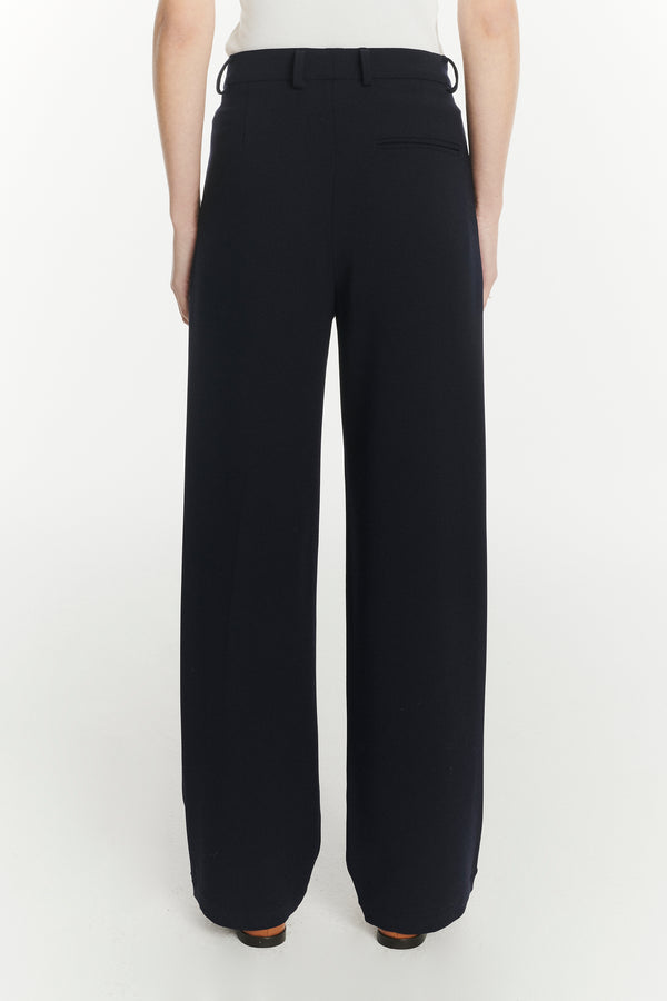 Delikatessen Slick Trousers In The Finest Navy Blue Easy Stretch Italian Virgin Wool