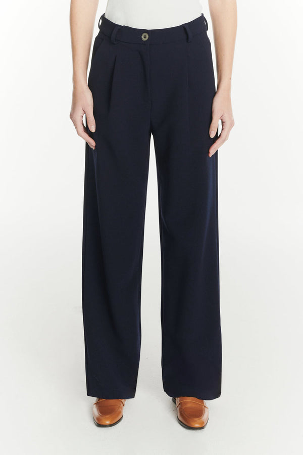 delikatessen Slick Trousers in the Finest Navy Blue Easy Stretch Italian Virgin Wool