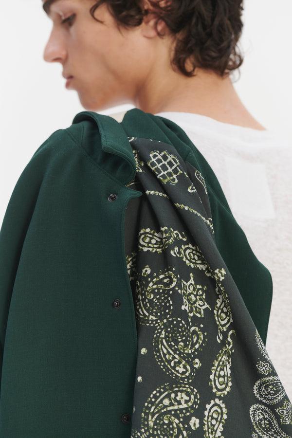 Delikatessen Snap Button Jacket In The Finest Green Easy Stretch Italian Virgin Wool