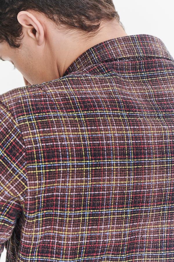 Delikatessen Strong Shirt A Brown Yellow White And Red Chequered Portuguese Cotton