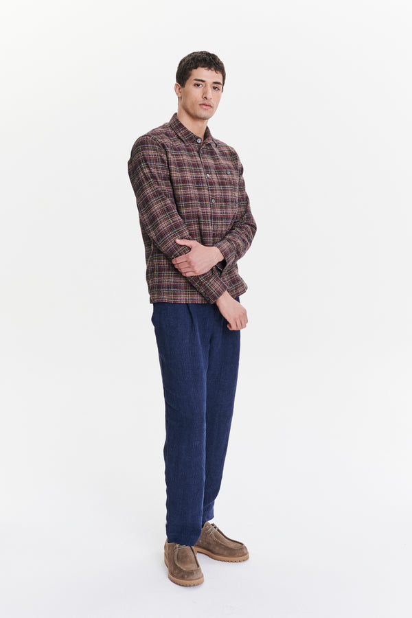 delikatessen Strong Shirt a Brown Yellow White and Red Chequered Portuguese Cotton