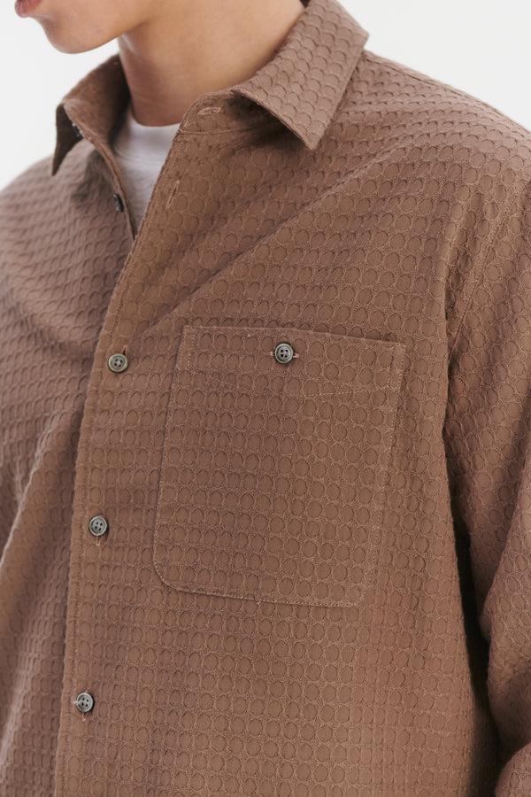 Delikatessen Strong Shirt In A Brown Structural Portuguese Cotton