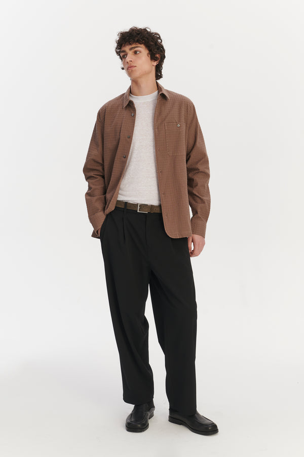 Delikatessen Strong Shirt In A Brown Structural Portuguese Cotton