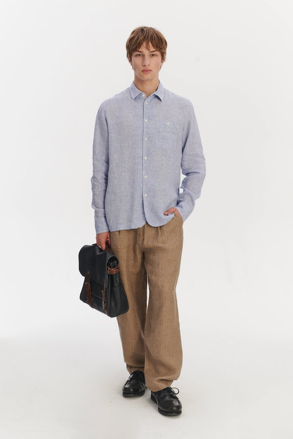 delikatessen Strong Shirt in a Light Blue Bohemian Summer Linen