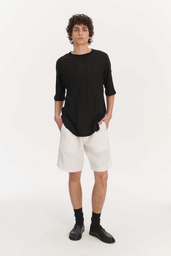 delikatessen T-Shirt in a Black Lithuanian airy Linen Jersey delikatessen T-Shirt in a Black Lithuanian airy Linen Jersey