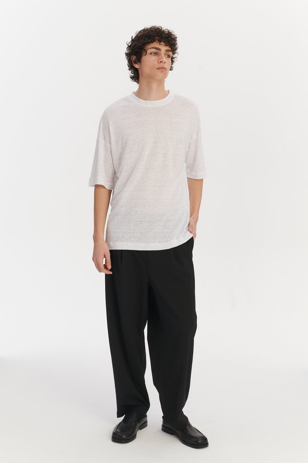 Delikatessen T-Shirt In A White Lithuanian Airy Linen Jersey