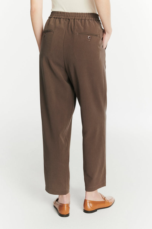 Delikatessen Trousers In The Finest Blend Of Taupe Brown Italian Virgin Wool And Cotton By Albini