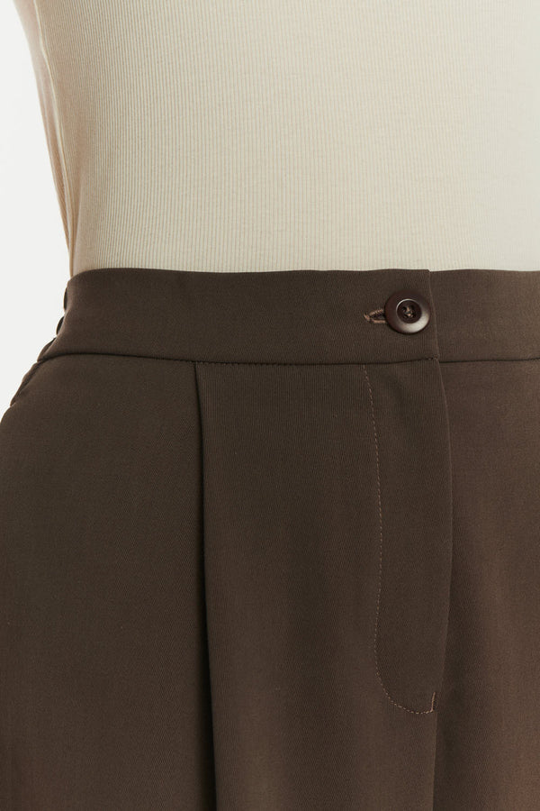 Delikatessen Trousers In The Finest Blend Of Taupe Brown Italian Virgin Wool And Cotton By Albini