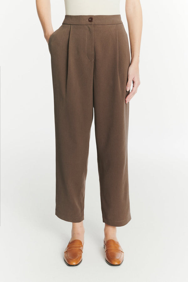 delikatessen Trousers in the Finest Blend of Taupe Brown Italian Virgin Wool and Cotton by Albini